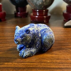 Lapis Lazuli Bear Carving